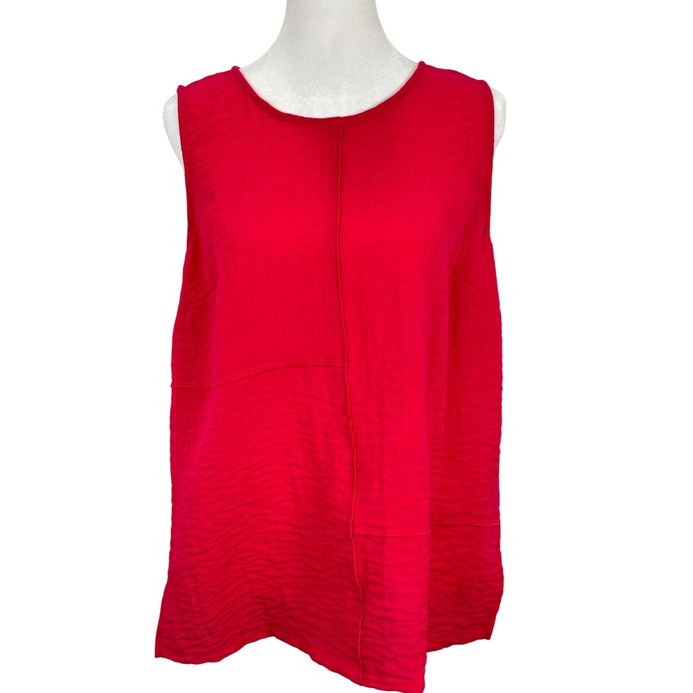 Habitat Hot Pink Red Guaze Textured Sleeveless Tunic Tank Top Small